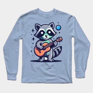 Raccoon Guitarist - Cute Funny Kawaii Long Sleeve T-Shirt